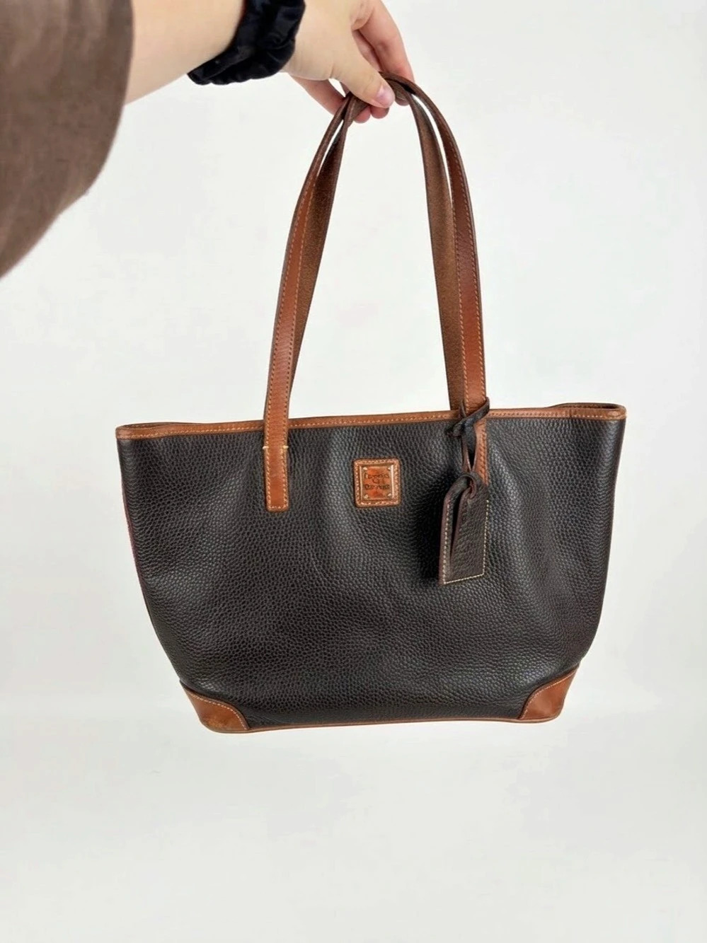 Dooney & Bourke Pebble Grain Small Lexington Shopper Tote Brown & Black